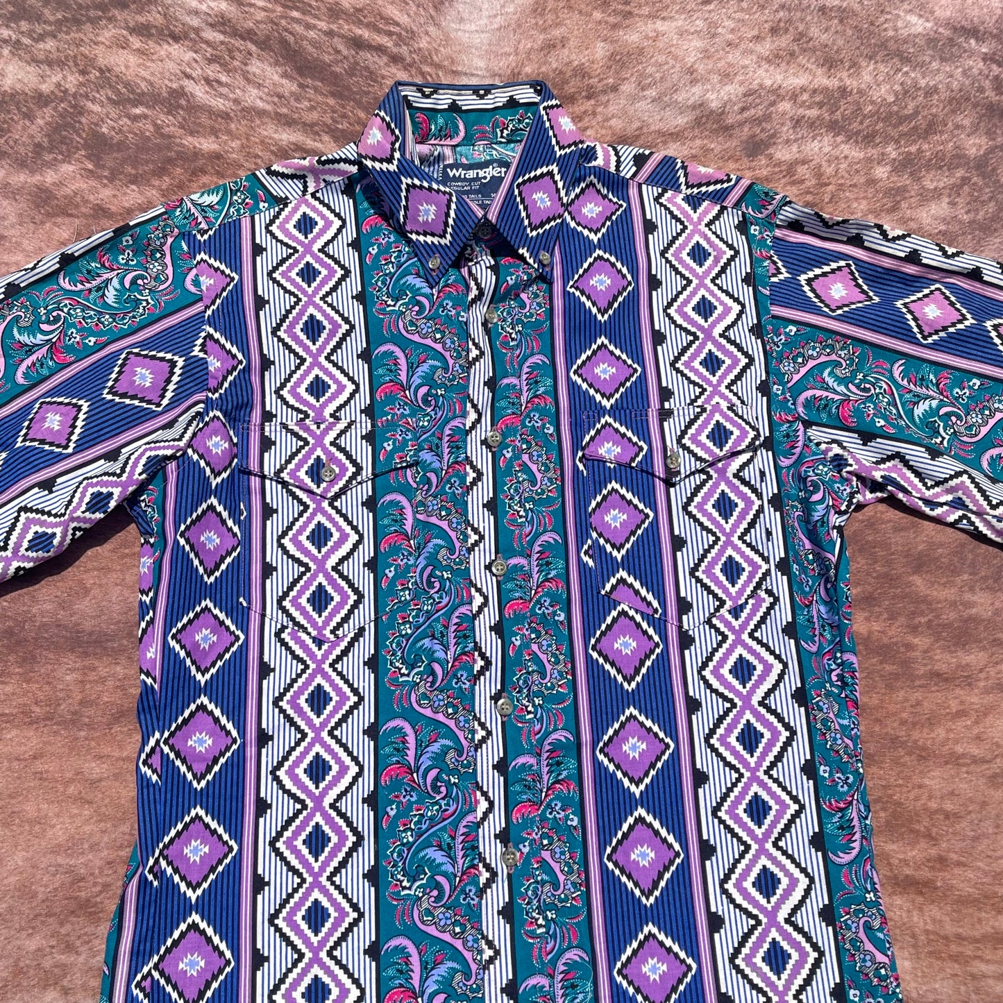 Wrangler Button Up - Tighter Fitting Small (14 1/2)(Short Sleeve)