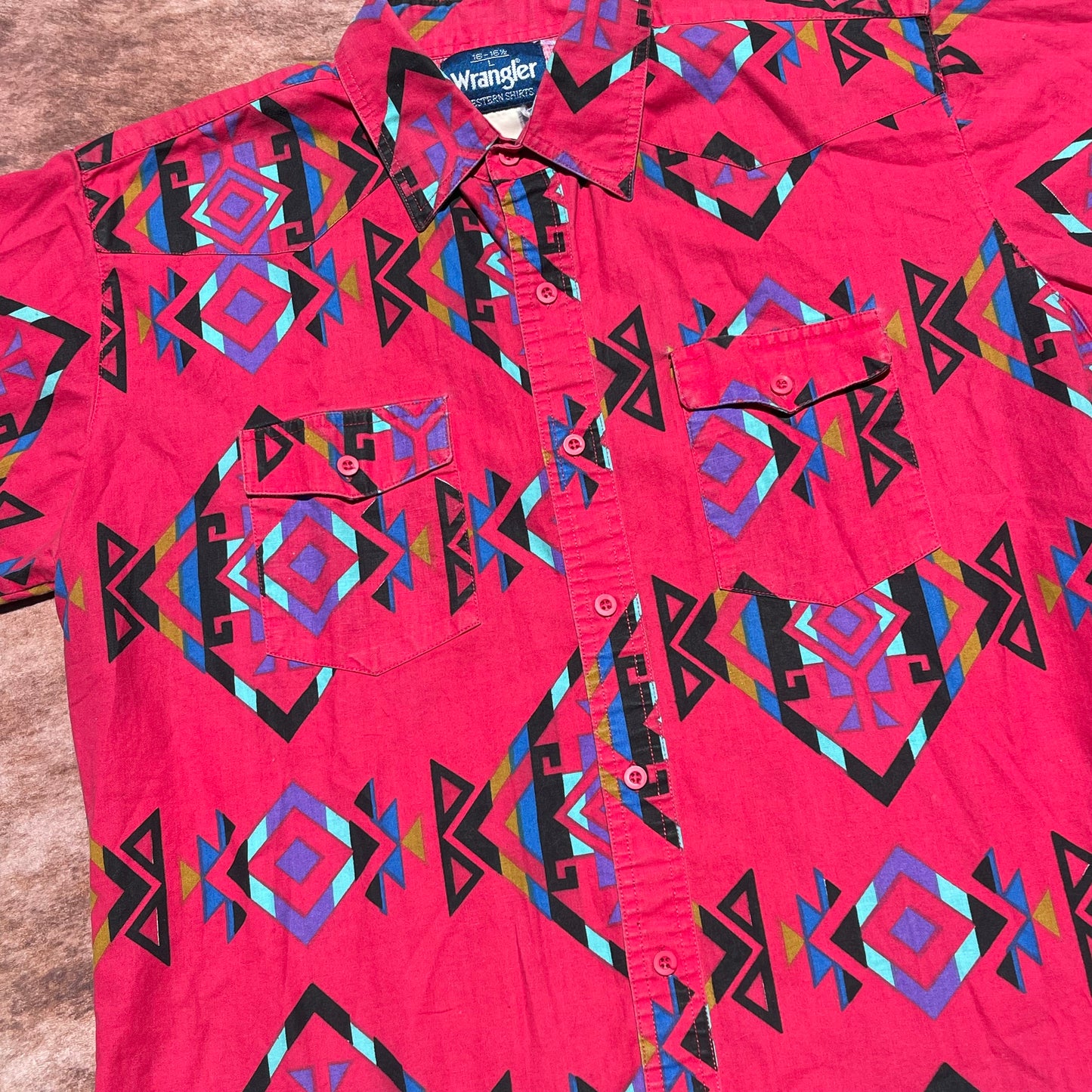 Wrangler Button Up - Large (16-16 1/2)(Short Sleeve)