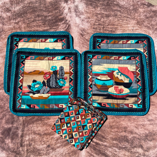 Southwestern Placemats Set of 4 + Napkins Set of 4