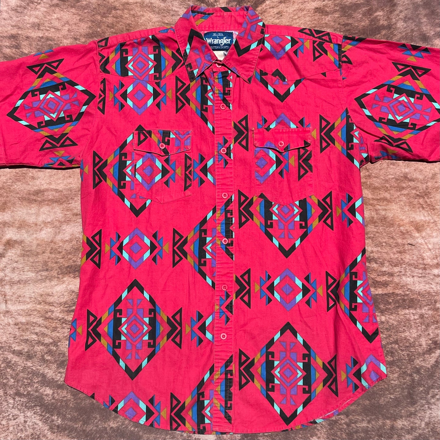 Wrangler Button Up - Large (16-16 1/2)(Short Sleeve)