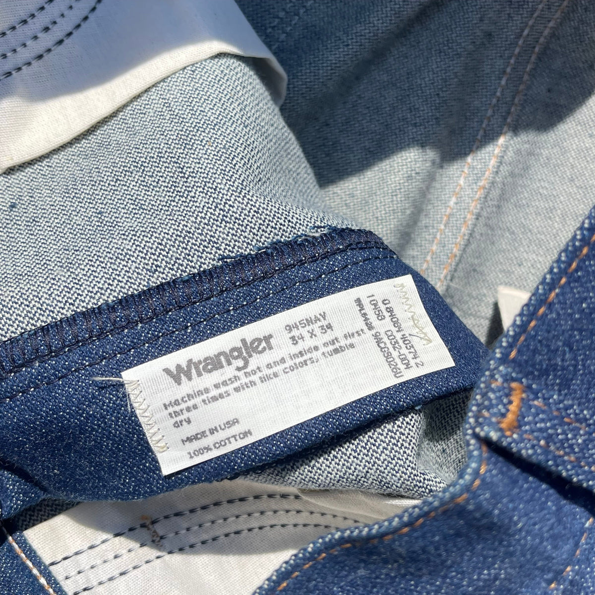 Men’s Wrangler Jeans Raw Denim - 34X34 (style 945NAV)(Made in the USA)
